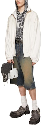 Acne Studios FW25 灰白色寬鬆款拉鍊夾克附字母標誌外套。 B90791-DC6 Purchase Acne Studios FW25 灰白色寬鬆款拉鍊夾克附字母標誌外套。 B90791-DC6