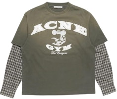 Acne Studios FW25 Plaid Logo Print Loose Layered Crewneck Long Sleeve Shirt Unisex CL0394-DSQ Acne Studios FW25 Plaid Logo Print Loose Layered Crewneck Long Sleeve Shirt Unisex CL0394-DSQ