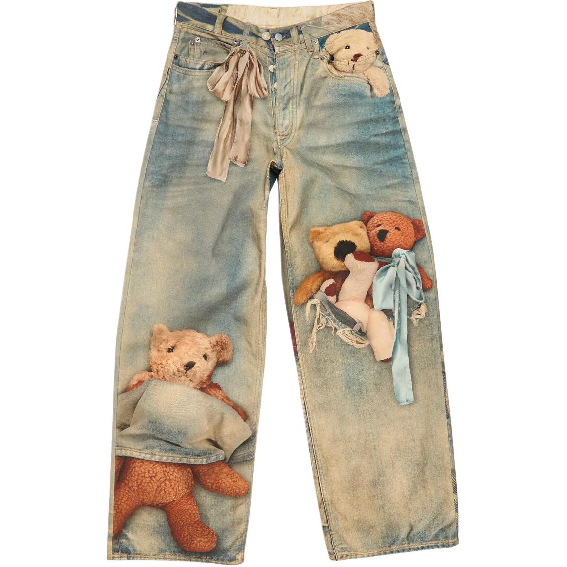 Acne Studios FW25 Teddy Bear 3D Print Baggy Low-Waist Jeans - Unisex. CK0138-AUZ