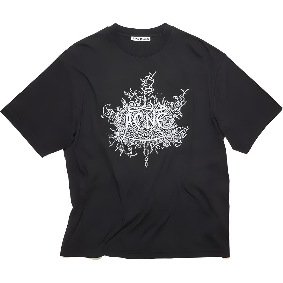 Acne Studios Glow Logo Unisex Black Crewneck T-Shirt. BL0358-BM0