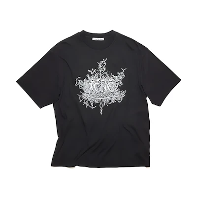 Acne Studios Glow Logo Unisex Black Crewneck T-Shirt. BL0358-BM0