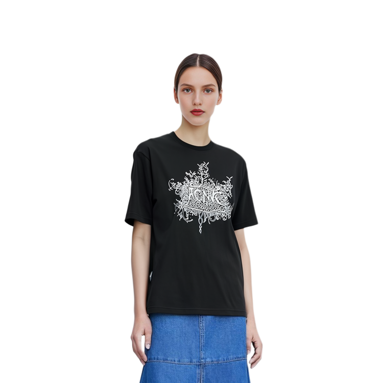 Details for Acne Studios 发光徽标男女同款黑色圆领T恤。 BL0358-BM0