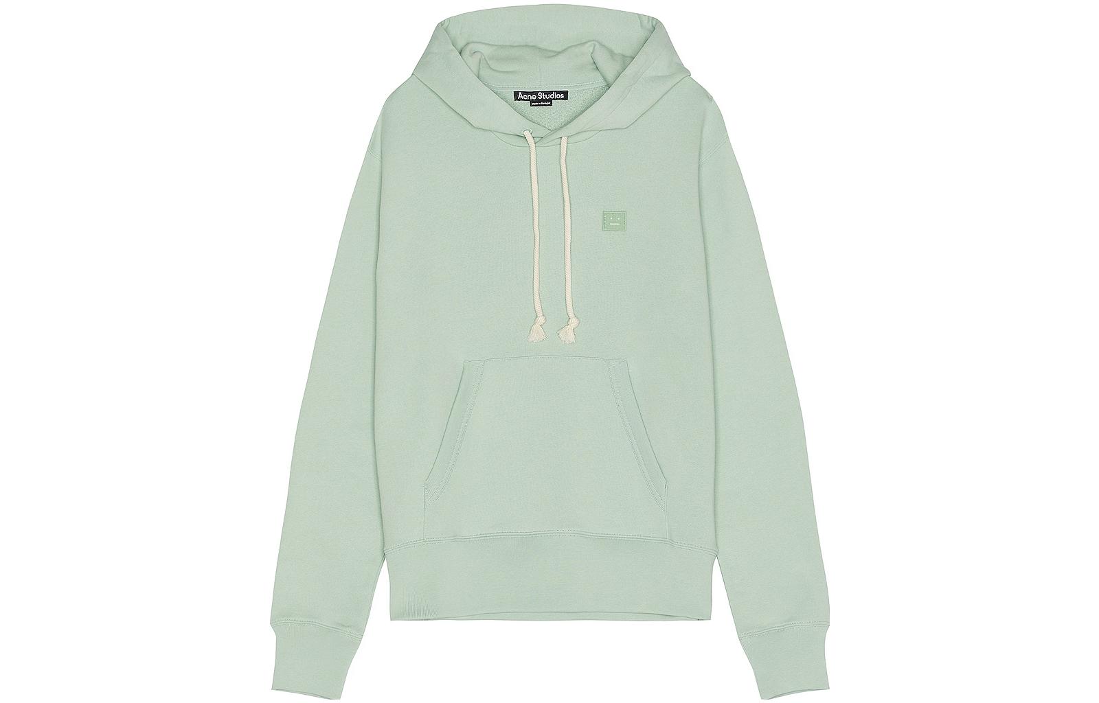 Acne Studios Green Logo Print Pullover Hoodie with Drawstring CI0141-CKM