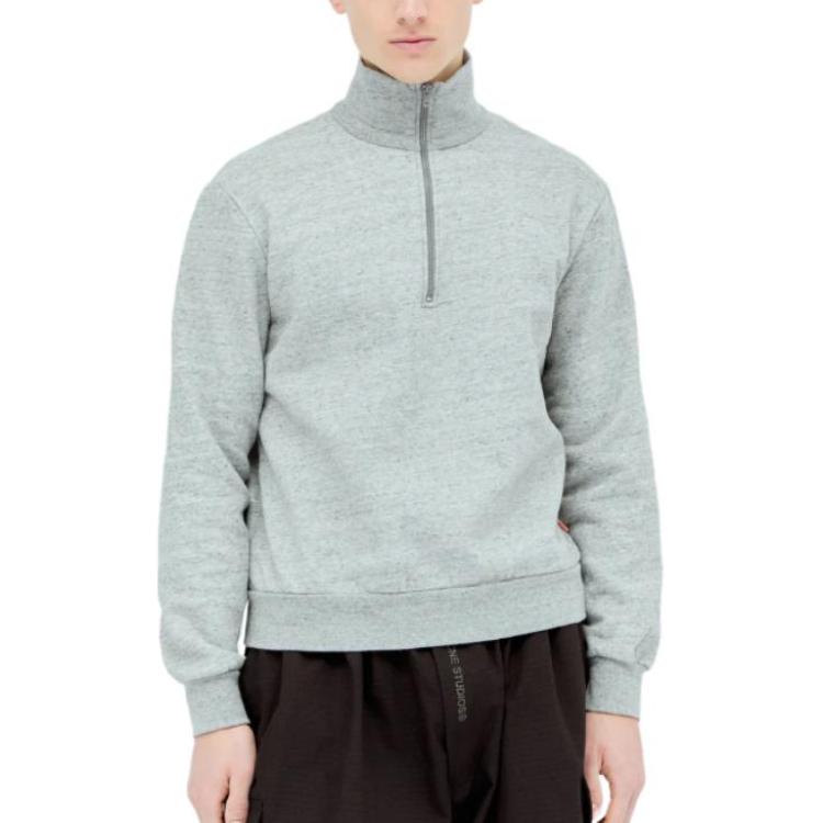 Acne Studios Half-Zip High-Neck Sweatshirt Grey Mens Casual Pullover CI0164-CC3