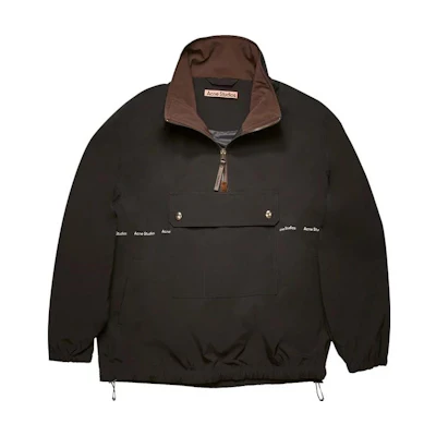Acne Studios Half-Zip Logo Print High Neck Jacket Black Mens B90458-900