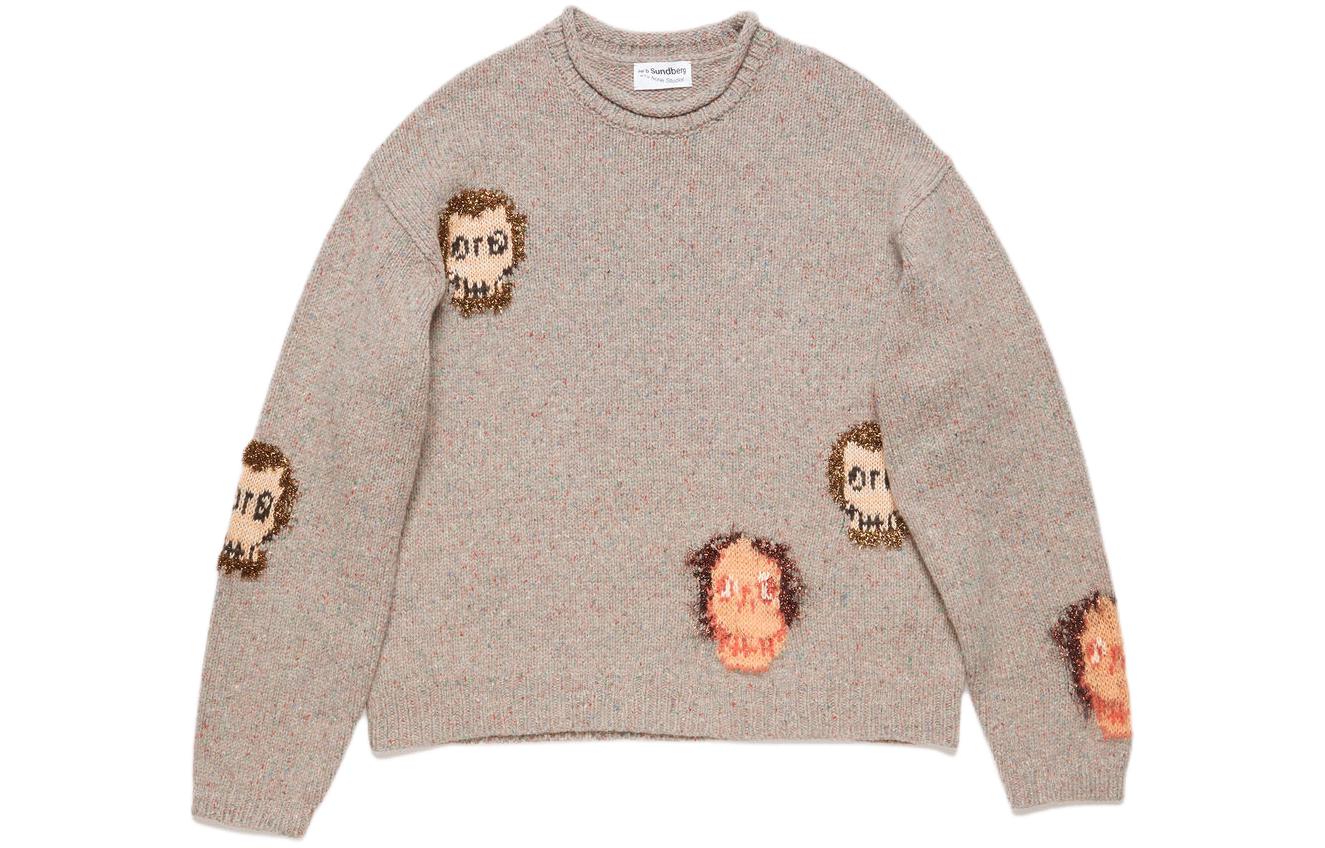 Acne Studios Jacquard Skull Mohair Crewneck Sweater Brown Men’s B60307-DML