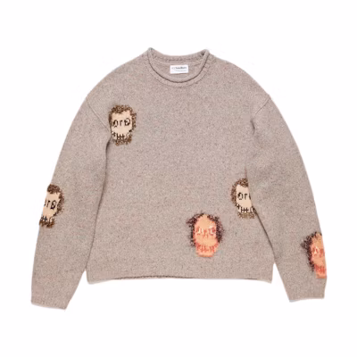 Acne Studios Jacquard Skull Mohair Crewneck Sweater Brown Men’s B60307-DML