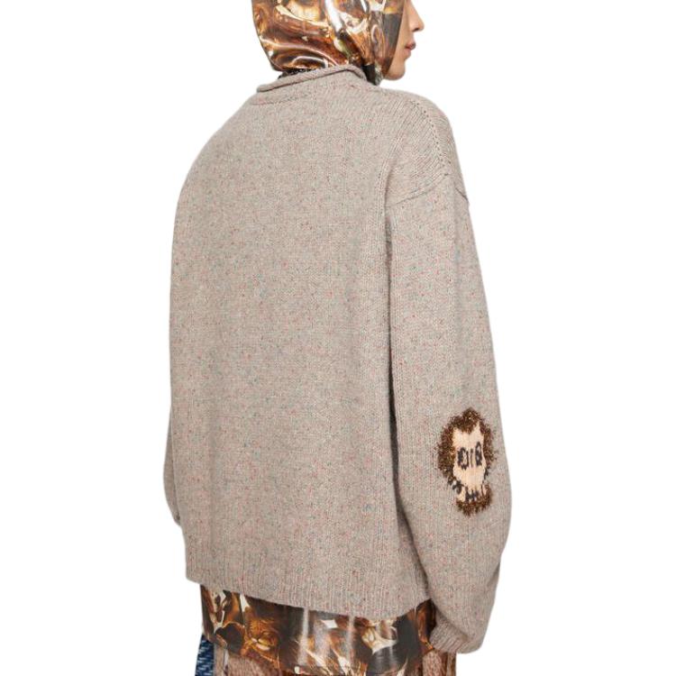 Shop アクネ ストゥディオズ ジャガード スカル モヘア クルーネック セーター ブラウン メンズ B60307-DML