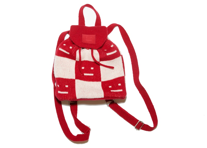 Acne Studios Knitted Face Backpack Deep Red