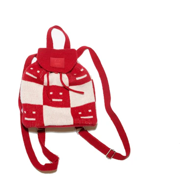 Acne Studios Knitted Face Backpack Deep Red