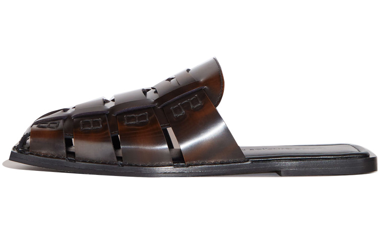 Acne Studios Leather Square-Toe Sandal 'Dark Brown'
