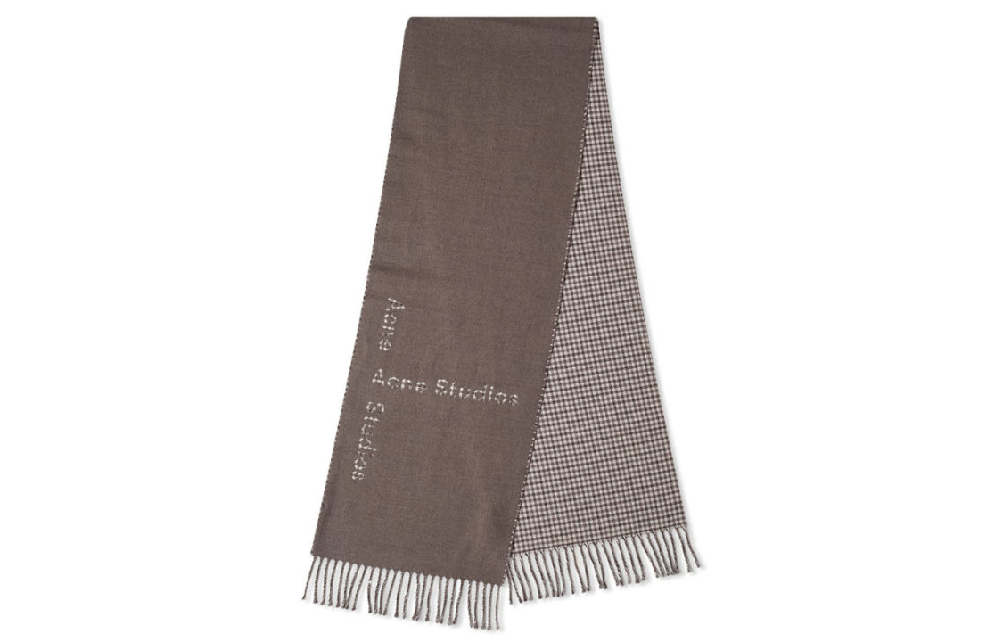 Acne Studios Logo Detail Wool Scarf Unisex Couple Style Grey. CA0202