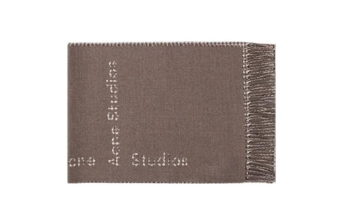 Acne Studios Logo Detail Wool Scarf Unisex Couple Style Grey. CA0202 圖 3