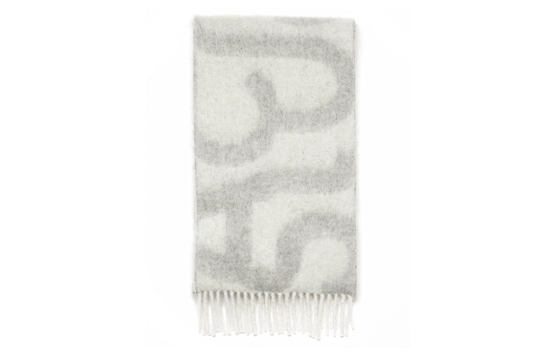 Acne Studios Logo Fringe Wool Scarf Unisex Couple Style - Gray. CA0311-AAB