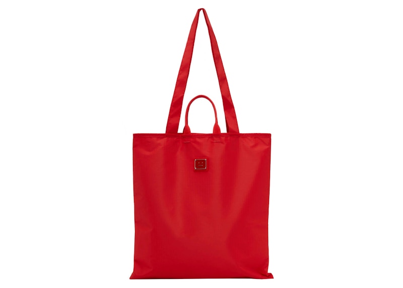 Acne Studios Logo Plaque Tote Bag Ack Red