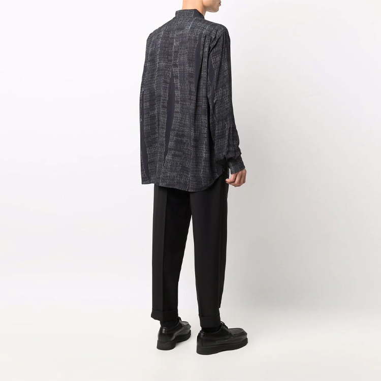 Shop アクネ ストゥディオズ メンズ ロゴプリント 長袖 カジュアルシャツ ブラック BB0385-900