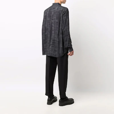 アクネ ストゥディオズ メンズ ロゴプリント 長袖 カジュアルシャツ ブラック BB0385-900 Shop アクネ ストゥディオズ メンズ ロゴプリント 長袖 カジュアルシャツ ブラック BB0385-900