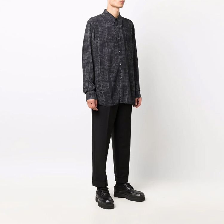 Purchase アクネ ストゥディオズ メンズ ロゴプリント 長袖 カジュアルシャツ ブラック BB0385-900