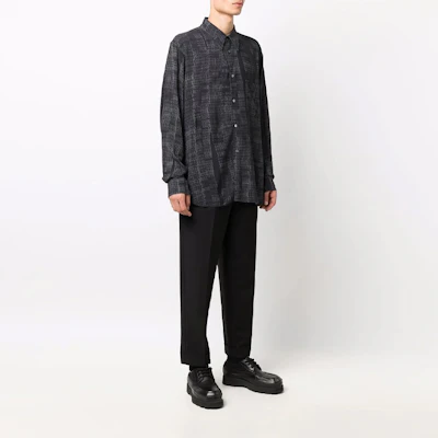 アクネ ストゥディオズ メンズ ロゴプリント 長袖 カジュアルシャツ ブラック BB0385-900 Purchase アクネ ストゥディオズ メンズ ロゴプリント 長袖 カジュアルシャツ ブラック BB0385-900