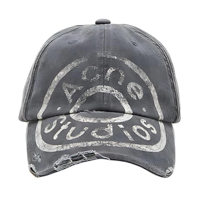 Acne Studios Logo Print Cotton Cap Unisex Black C40382-900