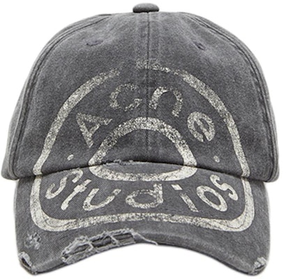 Acne Studios Logo Print Cotton Cap Unisex Black C40382-900 Order Acne Studios Logo Print Cotton Cap Unisex Black C40382-900