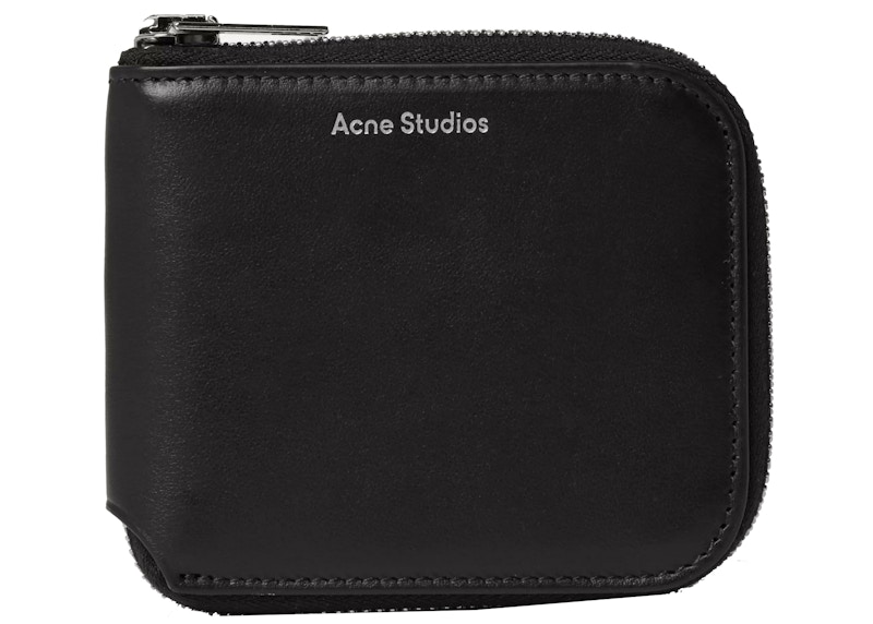 Acne Studios Logo Print Zip Around Wallet Black