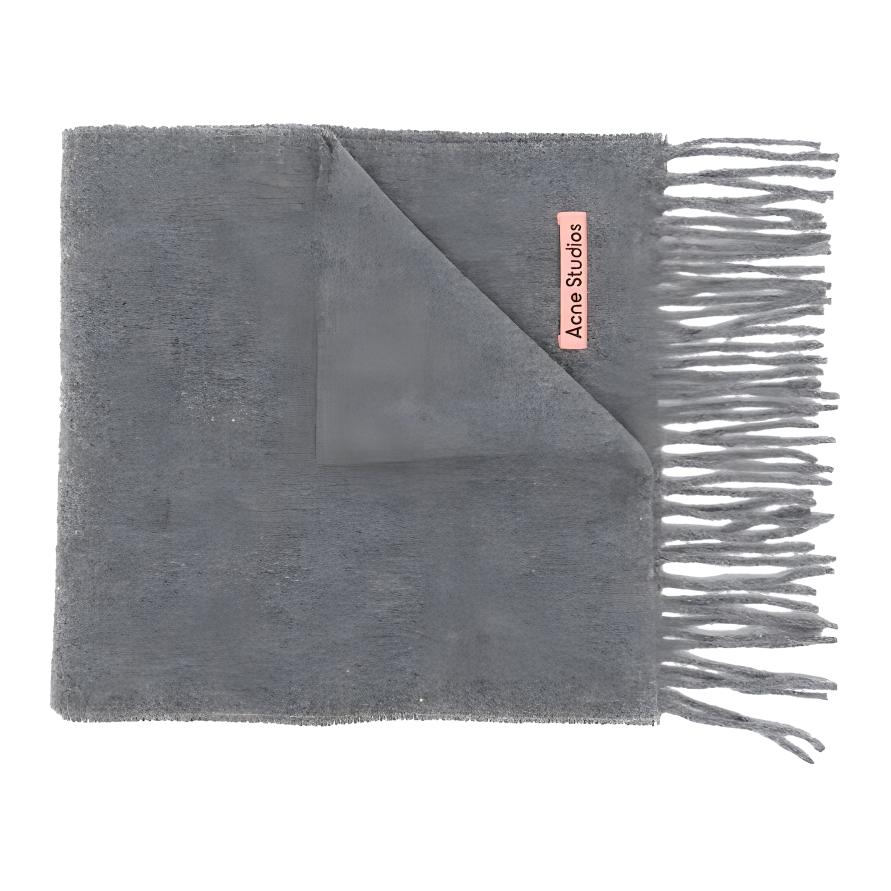 Buy Acne Studios Logo Solid Color Knit Warm Scarf with Fringe -  Edition CA0218990-Grey