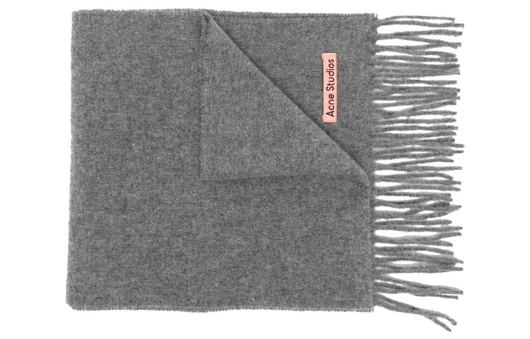 Order Acne Studios Logo Solid Color Knit Warm Scarf with Fringe -  Edition CA0218990-Grey