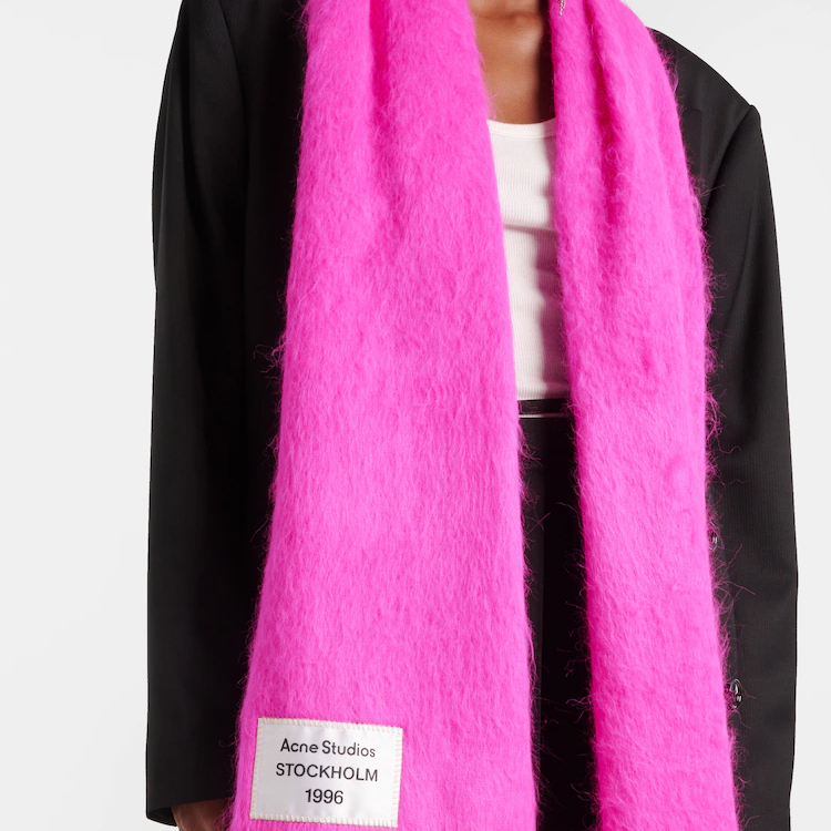 Lookbook Acne Studios 徽標粉色羊毛針織圍巾 CA0350ACT