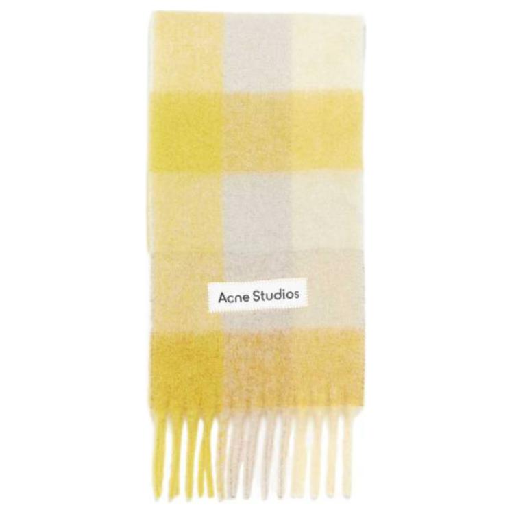 Acne Studios Logo Wool Knit Scarf Unisex Couple Style Beige CA0084CQX