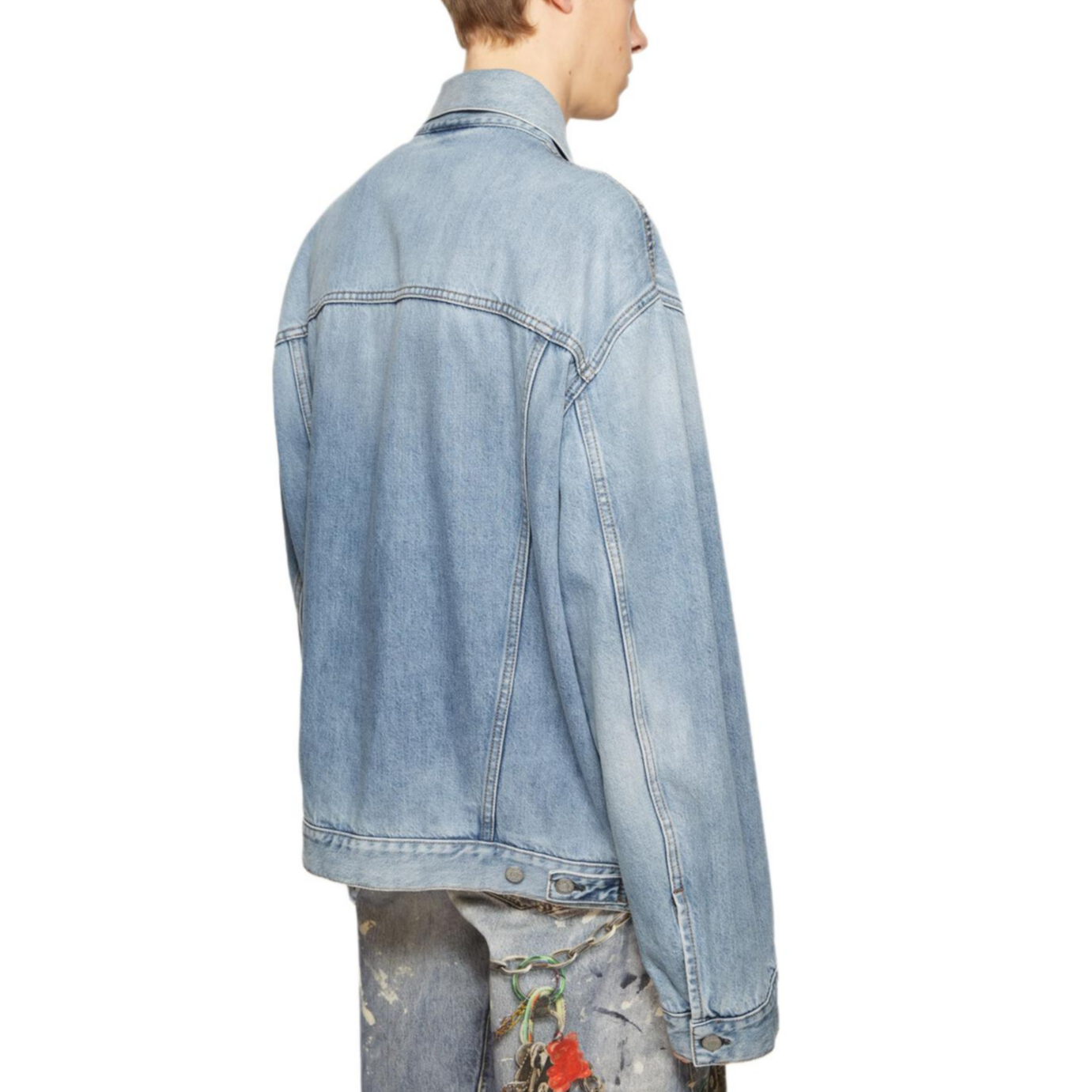Lookbook Acne Studios Jaket Denim Unisex Loose Fit Bahu Jatuh Biru Muda. C90176-228