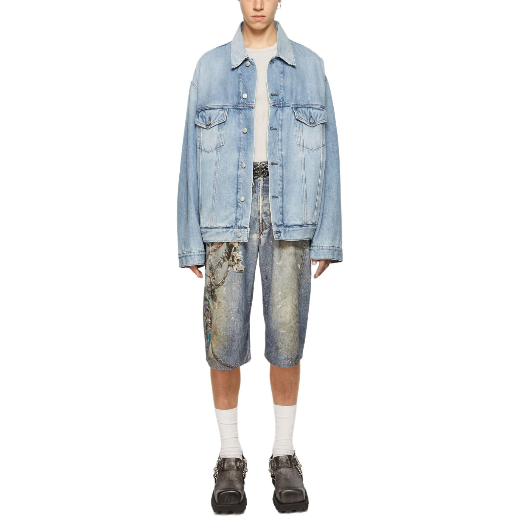 Purchase Acne Studios Jaket Denim Unisex Loose Fit Bahu Jatuh Biru Muda. C90176-228
