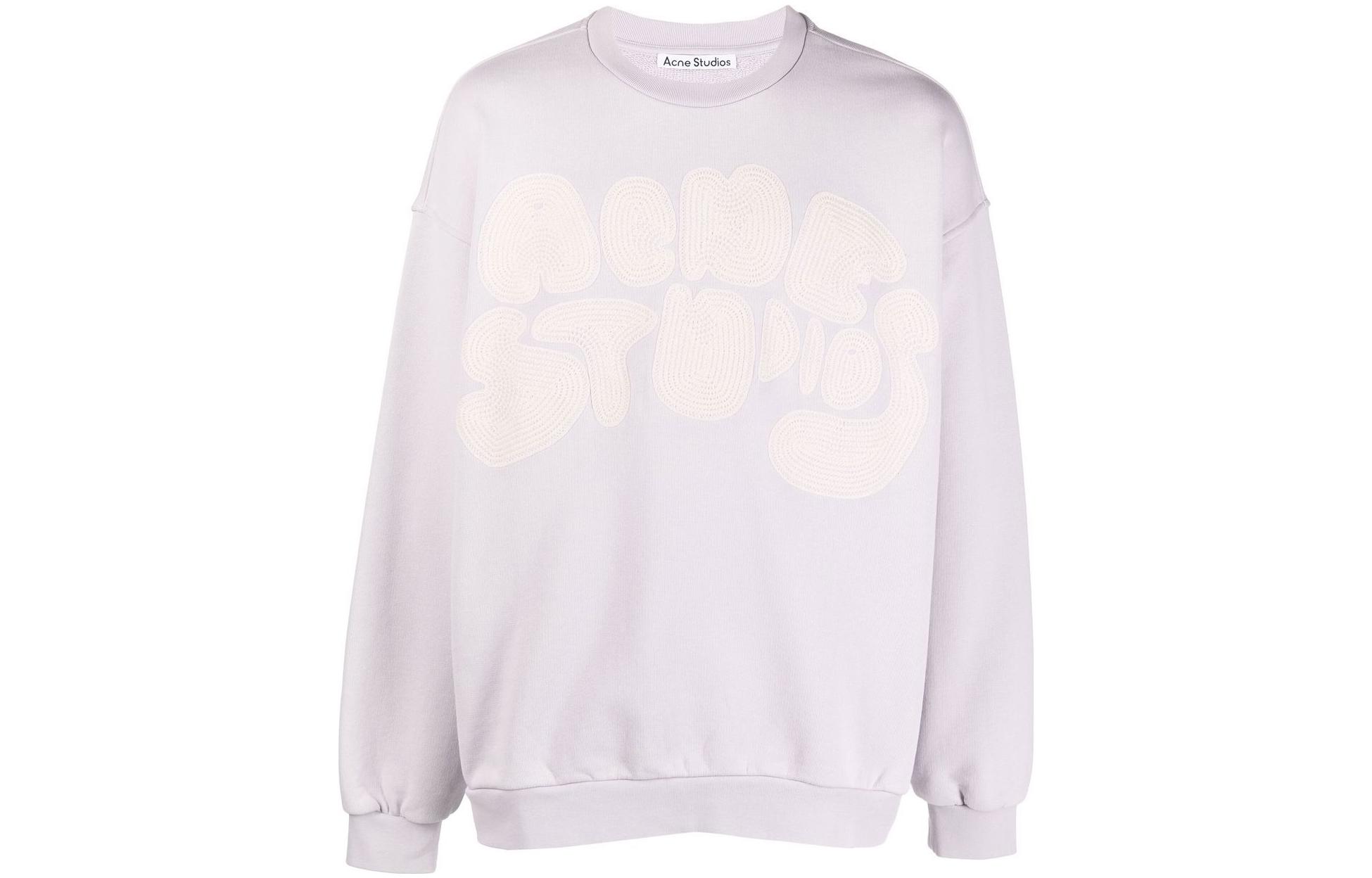 Acne Studios Loose Fit Logo Embroidered Long Sleeve Sweatshirt Purple Mens BI0172