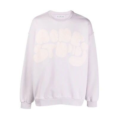 Acne Studios Loose Fit Logo Embroidered Long Sleeve Sweatshirt Purple Mens BI0172
