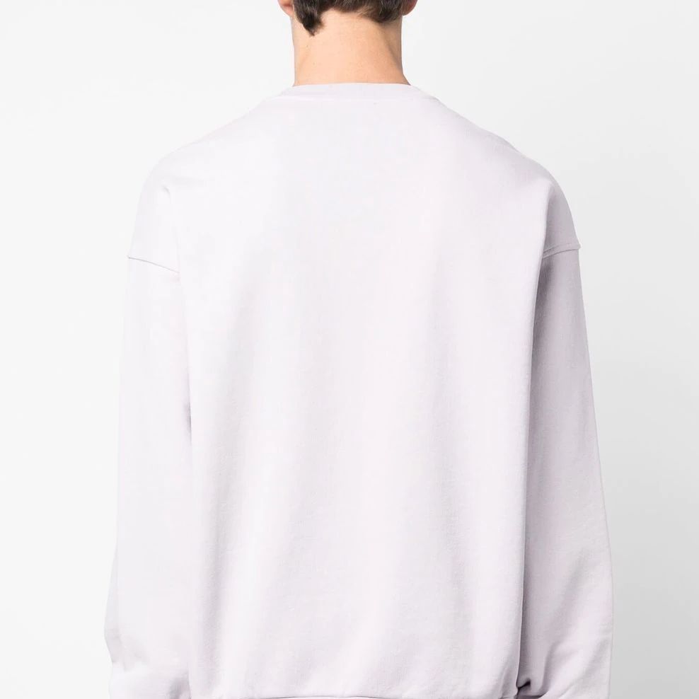 Shop Acne Studios Loose Fit Logo Embroidered Long Sleeve Sweatshirt Purple Mens BI0172
