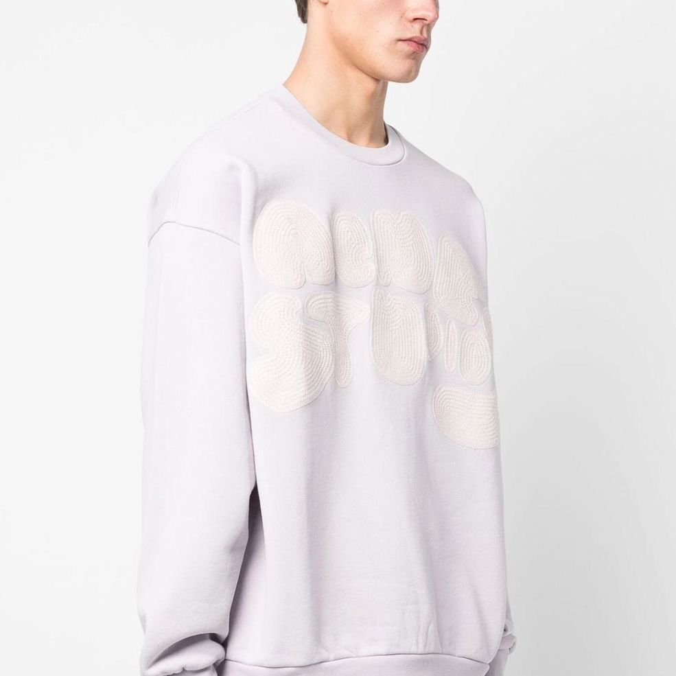 Purchase Acne Studios Loose Fit Logo Embroidered Long Sleeve Sweatshirt Purple Mens BI0172