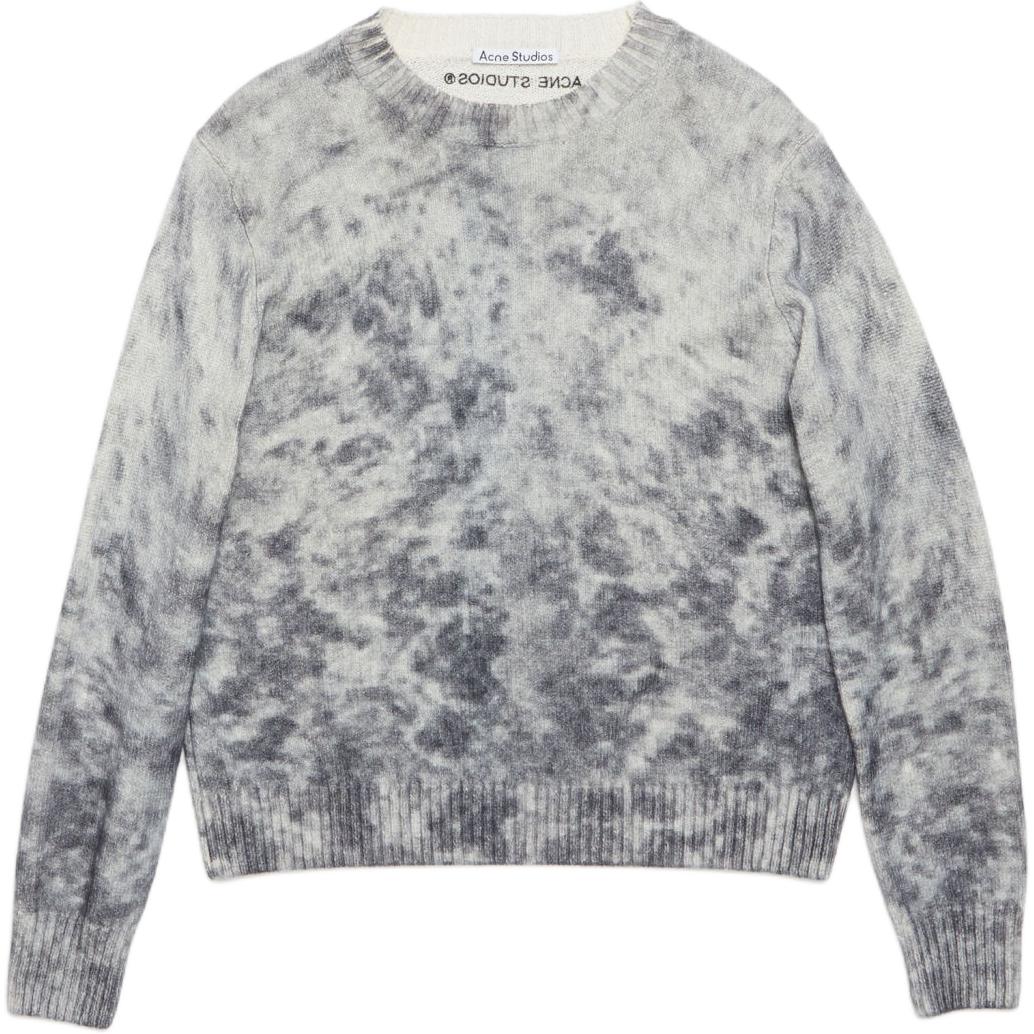 Acne Studios Men’s Acid Print Knit Crewneck Sweater Black White FW2024 B60329-J83