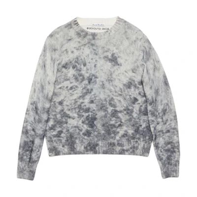 Acne Studios Men’s Acid Print Knit Crewneck Sweater Black White FW2024 B60329-J83