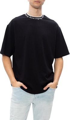 Acne Studios Kaos Pria Loose Fit Hitam dengan Logo Jacquard di Kerah BL0221-900 Purchase Acne Studios Kaos Pria Loose Fit Hitam dengan Logo Jacquard di Kerah BL0221-900