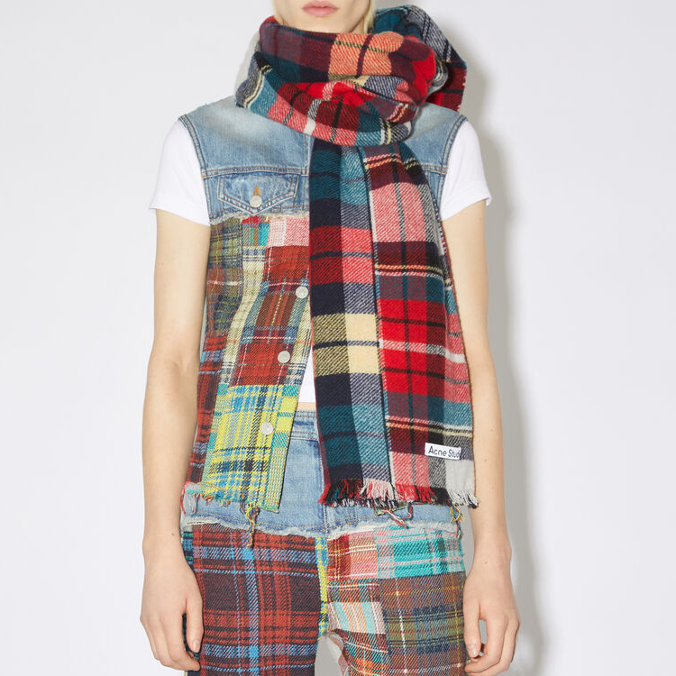 Acne Studios Mixed Plaid Wool Scarf Unisex Couple Style Multicolor. CA0278DI9 圖 3
