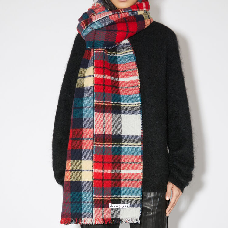 Acne Studios Mixed Plaid Wool Scarf Unisex Couple Style Multicolor. CA0278DI9 圖 4
