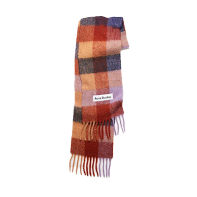 Acne Studios Mohair Alpaca Check Scarf Unisex Brown/Purple/Navy CA0084-CHV
