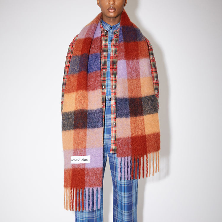 Acne Studios Mohair Alpaca Check Scarf Unisex Brown/Purple/Navy CA0084-CHV 圖 3