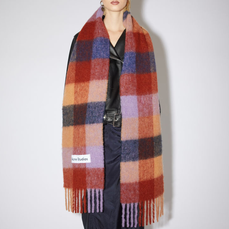 Acne Studios Mohair Alpaca Check Scarf Unisex Brown/Purple/Navy CA0084-CHV 圖 4