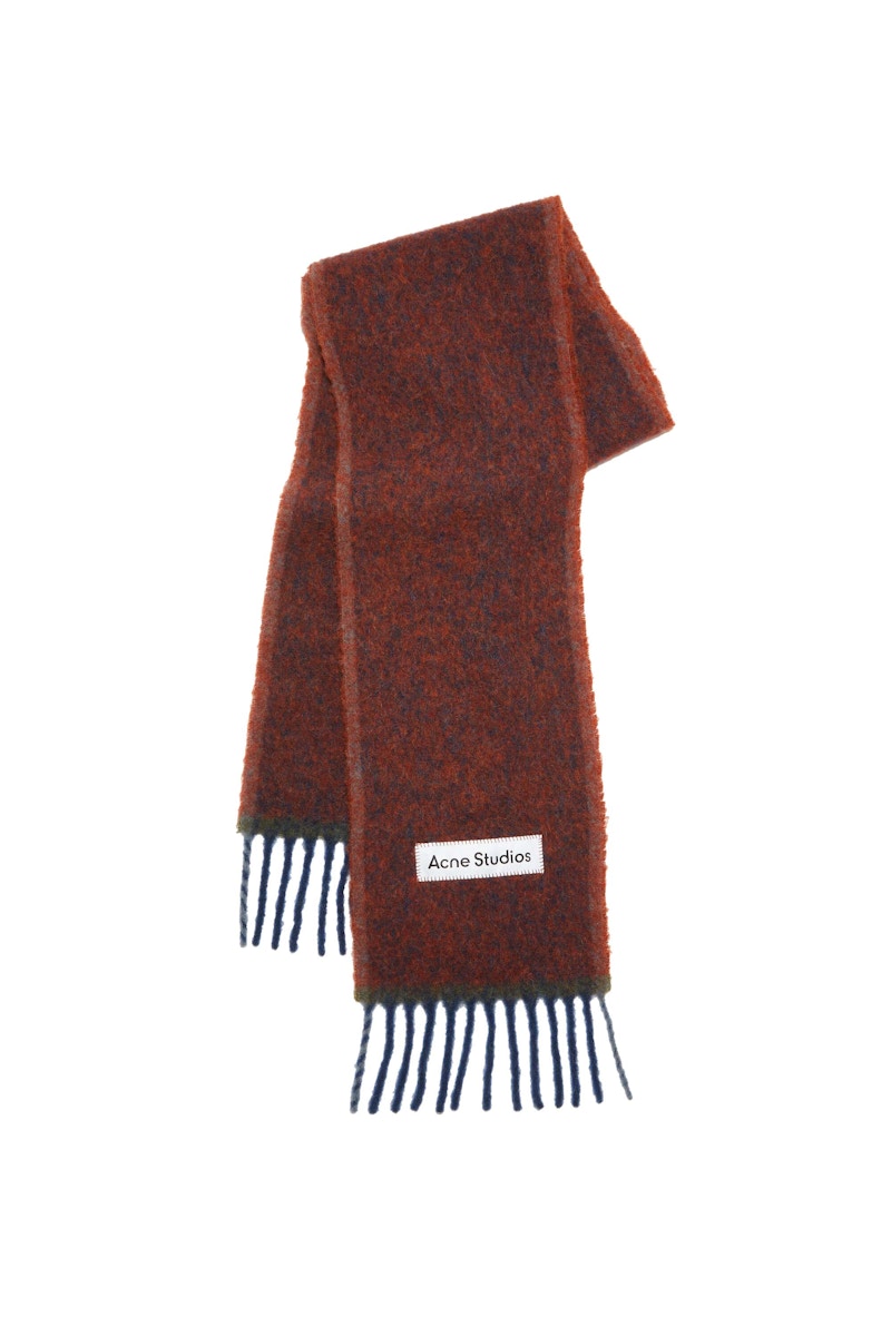 Acne Studios Mohair Wool Fringe Scarf Aubergine Blue