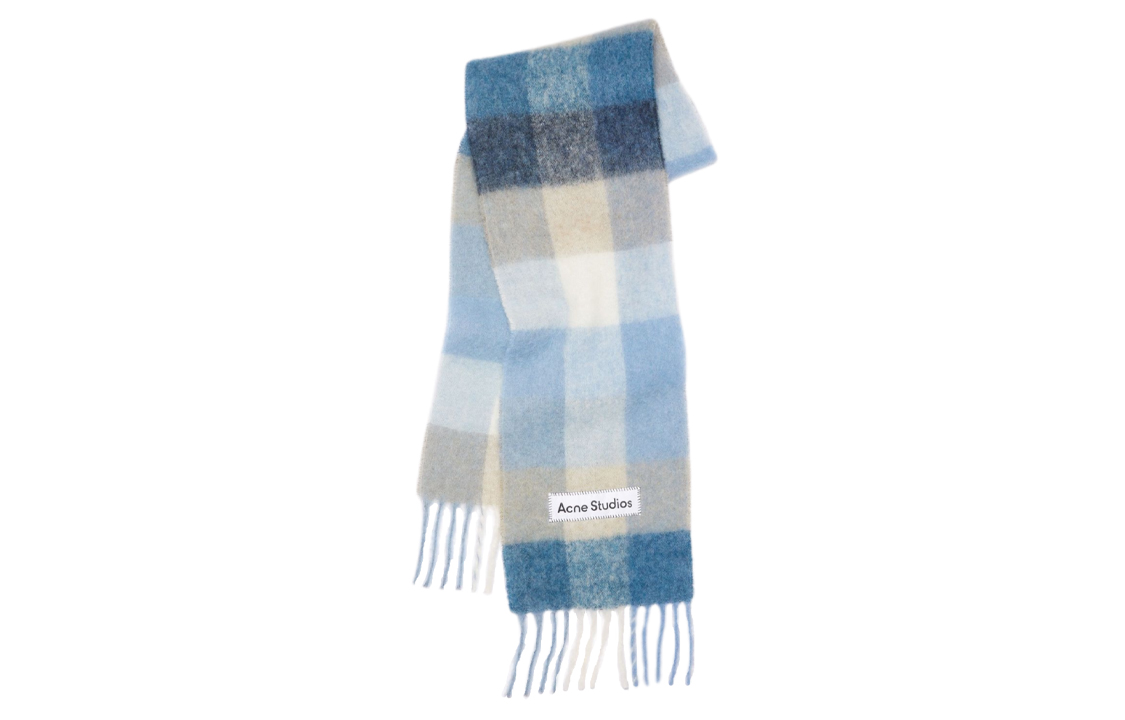 Acne Studios Multicolor Fringe Alpaca Wool Scarf Unisex Blue. CA0084-cus