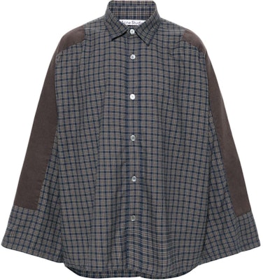 Acne Studios Navy Flannel Patchwork Plaid Button-Up Unisex Shirt. BB0594-BG9 Buy Acne Studios Navy Flannel Patchwork Plaid Button-Up Unisex Shirt. BB0594-BG9