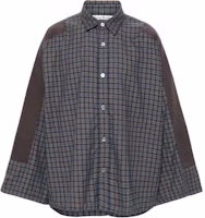 Order Acne Studios 海軍藍拼接格紋法蘭絨男女襯衫。 BB0594-BG9