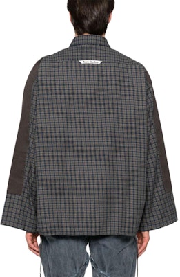 Acne Studios Navy Flannel Patchwork Plaid Button-Up Unisex Shirt. BB0594-BG9 Lookbook Acne Studios Navy Flannel Patchwork Plaid Button-Up Unisex Shirt. BB0594-BG9