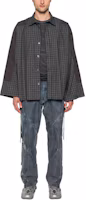 Shop Acne Studios 海軍藍拼接格紋法蘭絨男女襯衫。 BB0594-BG9